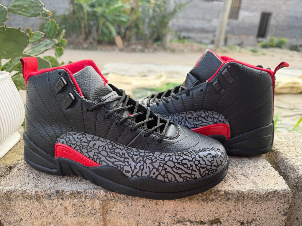 Air Jordan 12 Unisex Sneakers – Black Pattern