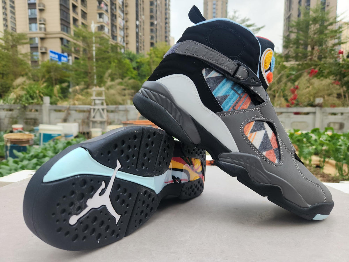 Air Jordan 8 Sneakers – Grey & Black Jade