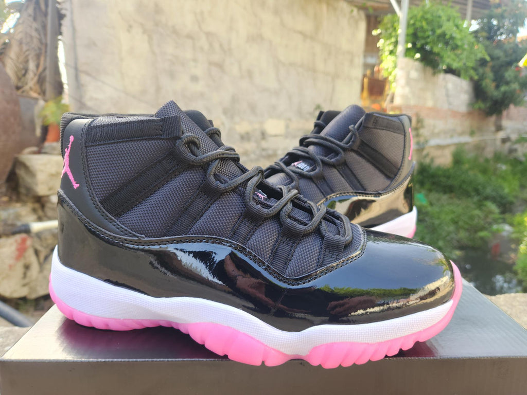 Air Jordan 11 Retro Sneakers – Black & Rose Red