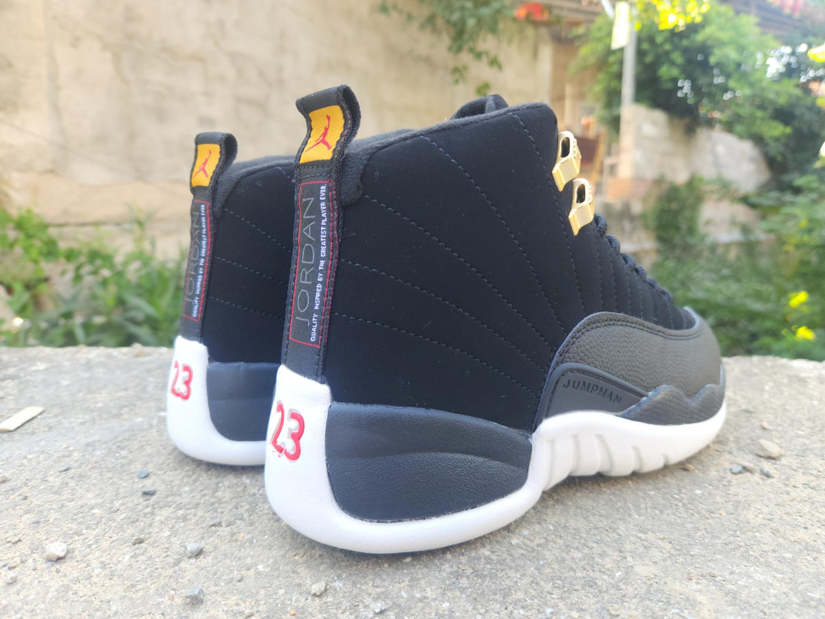 Air Jordan 12 Retro Sneakers – Black, White & Gold