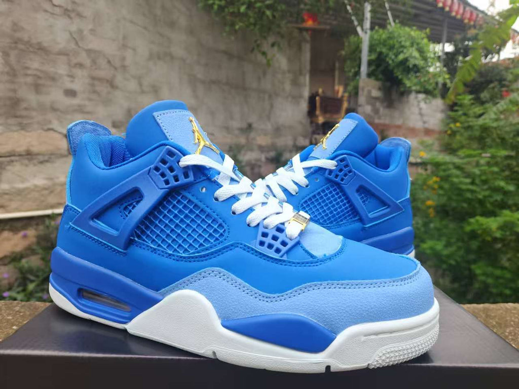 Air Jordan 4 Retro Sneakers – Royal Blue & Gold