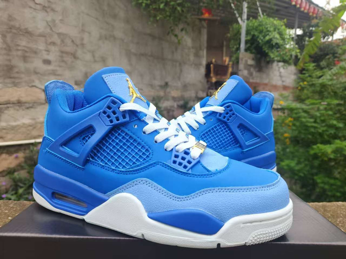 Air Jordan 4 Retro Sneakers – Royal Blue & Gold