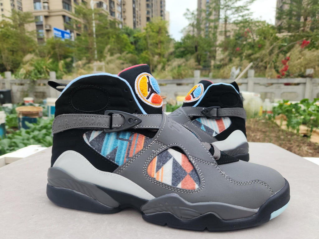 Air Jordan 8 Sneakers – Grey & Black Jade