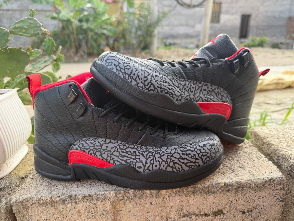 Air Jordan 12 Unisex Sneakers – Black Pattern