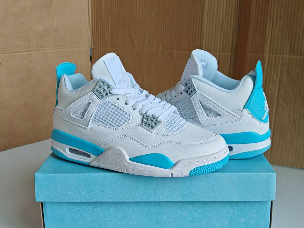 Air Jordan 4 Retro Sneakers – White & Aluminum (Men & Women)