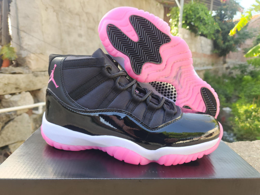 Air Jordan 11 Retro Sneakers – Black & Rose Red