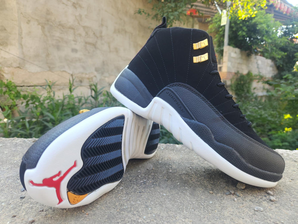 Air Jordan 12 Retro Sneakers – Black, White & Gold