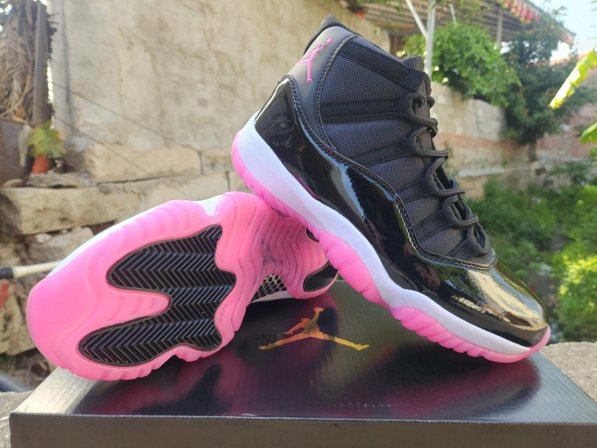 Air Jordan 11 Retro Sneakers – Black & Rose Red