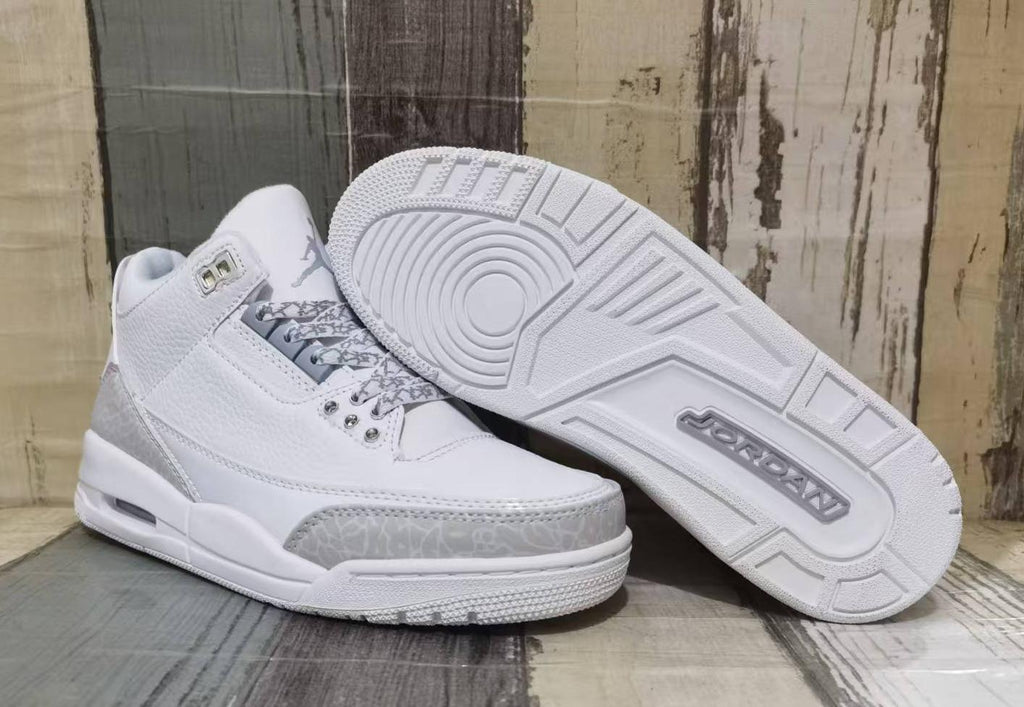 Air Jordan 3 Retro Sneakers – Pure White (Men & Women)