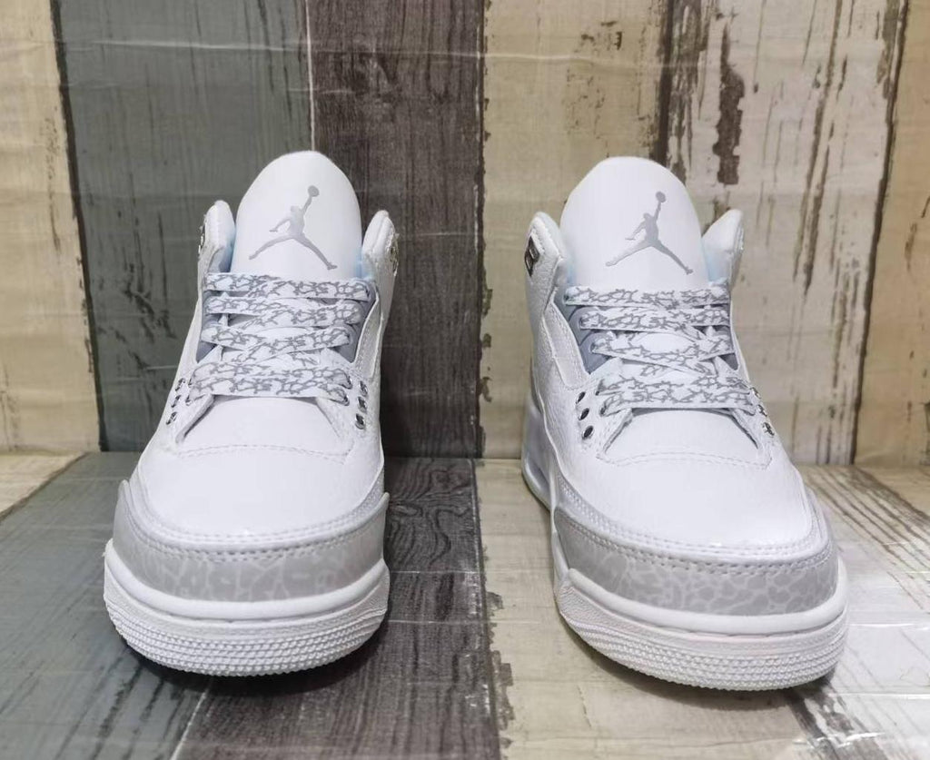 Air Jordan 3 Retro Sneakers – Pure White (Men & Women)