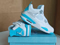 Air Jordan 4 Retro Sneakers – White & Aluminum (Men & Women)