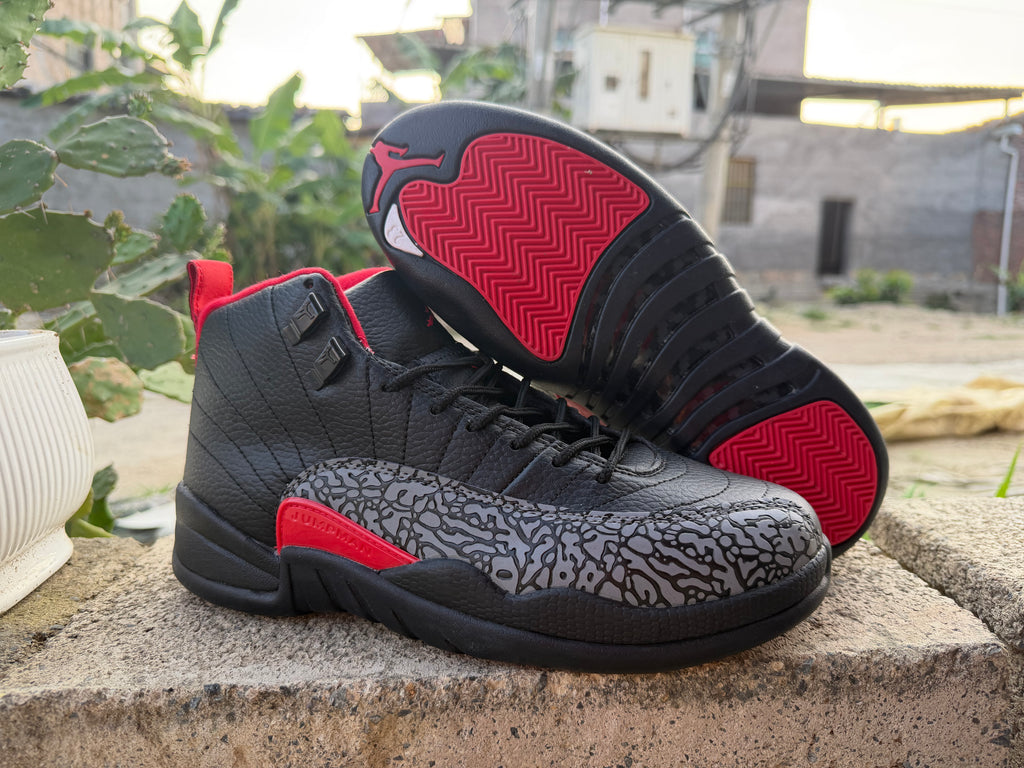 Air Jordan 12 Unisex Sneakers – Black Pattern