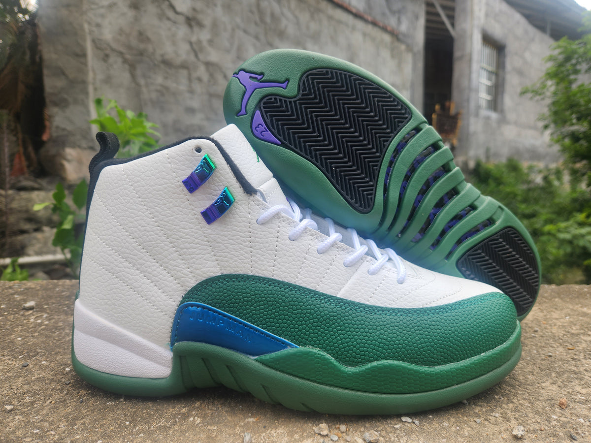 Air Jordan 12 Retro Sneakers – White & Jade
