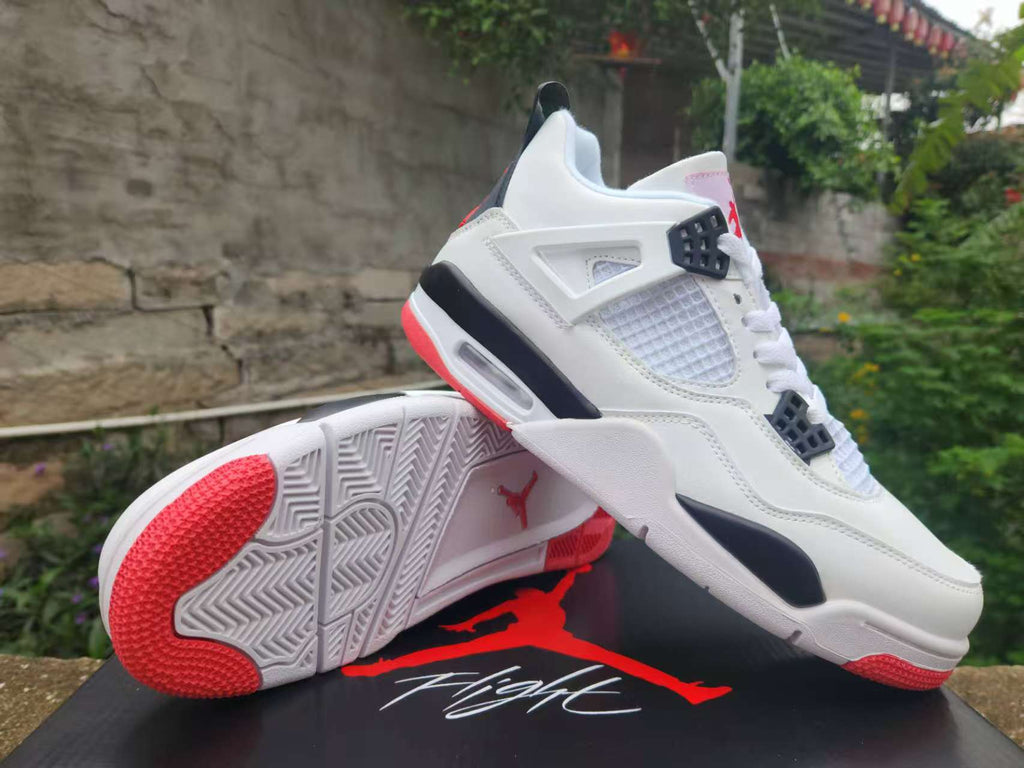 Air Jordan 4 Retro Sneakers – White & Red