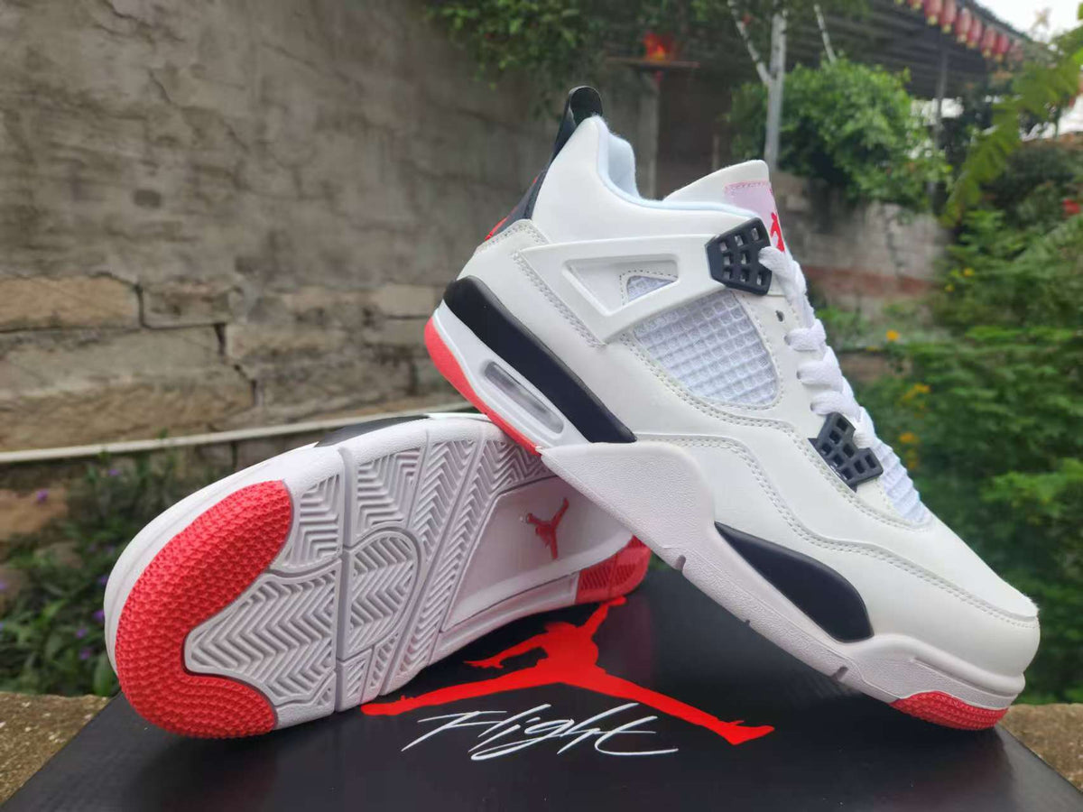 Air Jordan 4 Retro Sneakers – White & Red