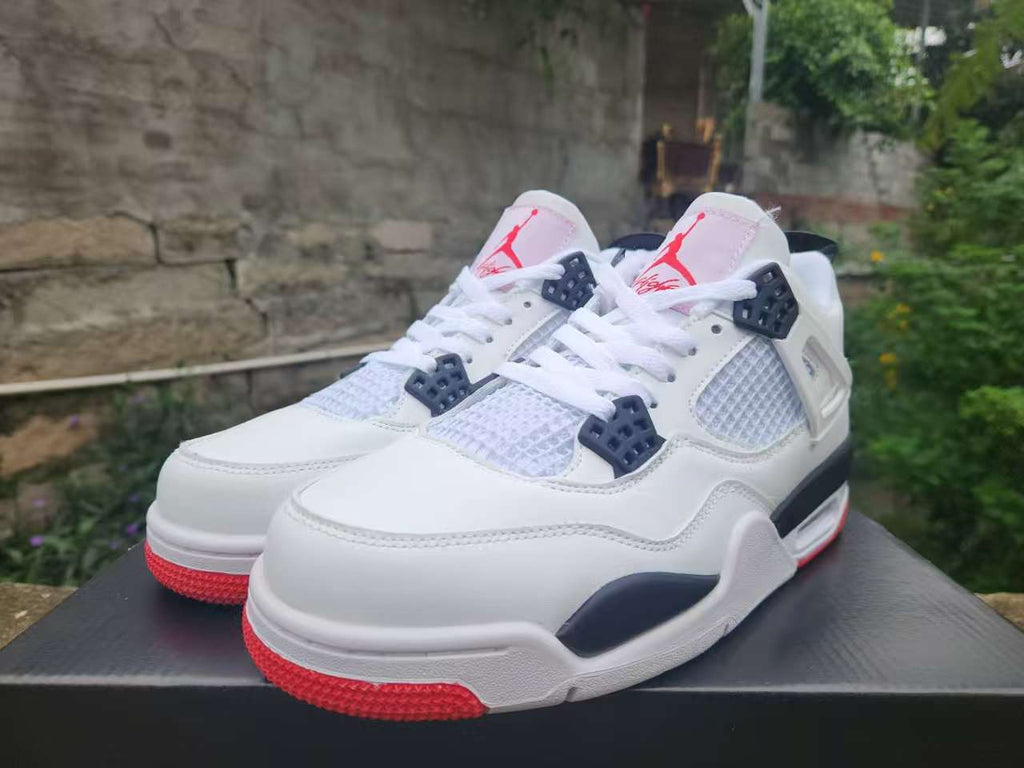 Air Jordan 4 Retro Sneakers – White & Red