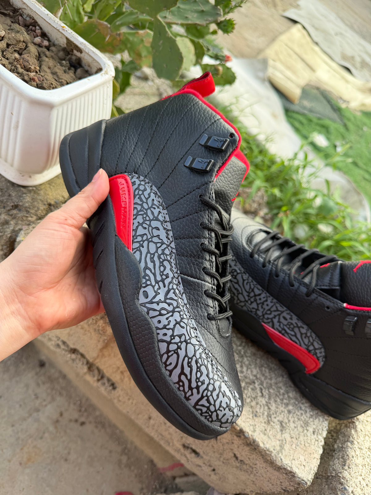 Air Jordan 12 Unisex Sneakers – Black Pattern