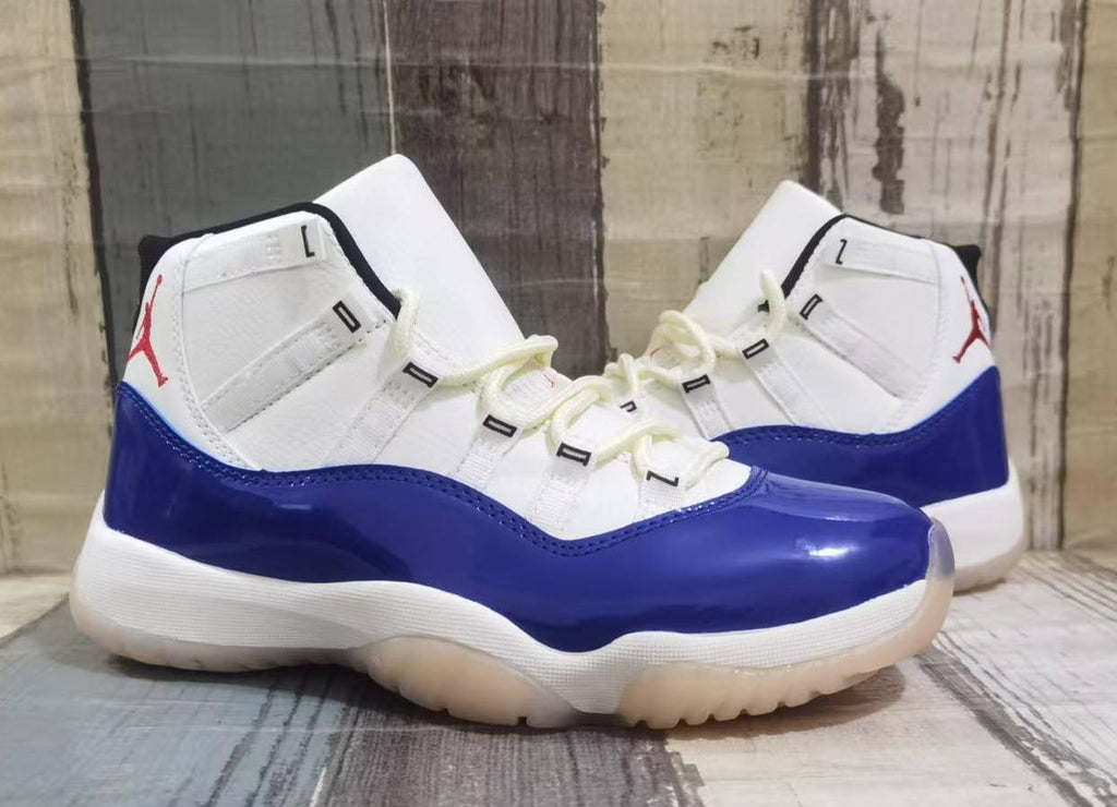 Air Jordan 11 Retro – White, Blue & Red (Men & Women)