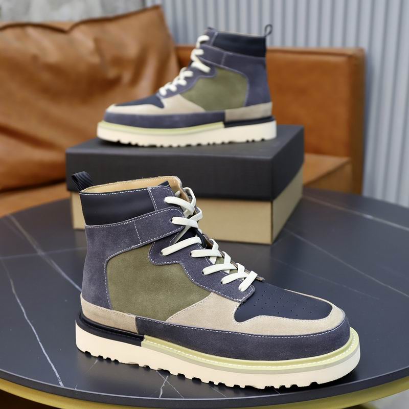 Navy & Olive High-Top Sneakers with Contrast Stitching