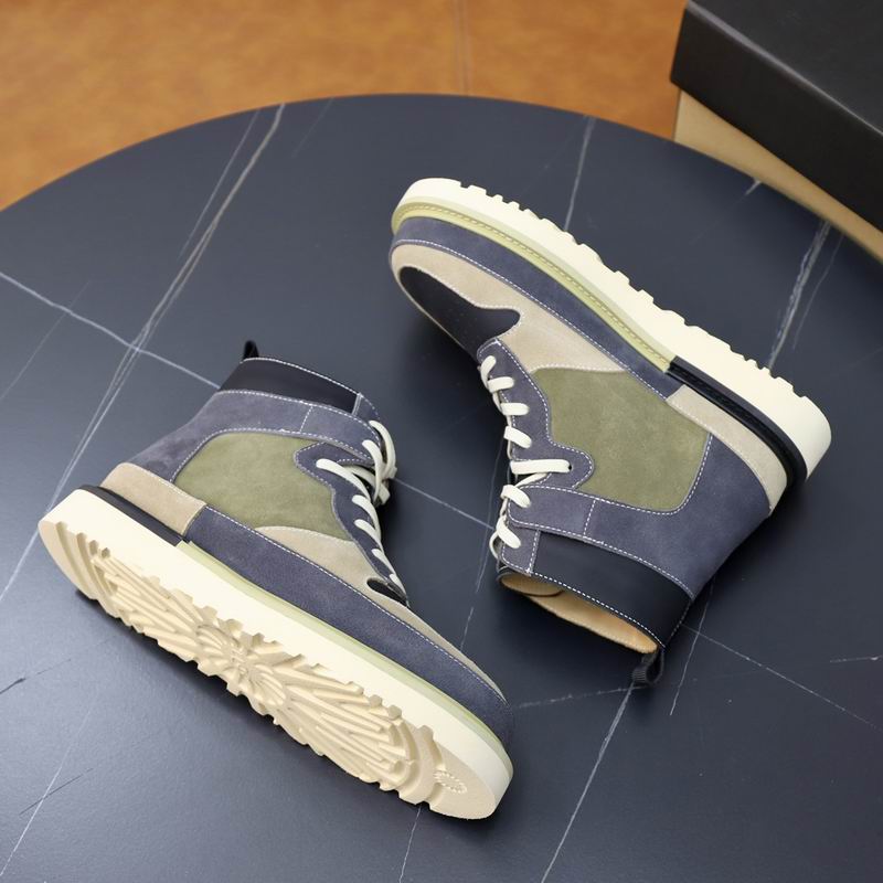 Navy & Olive High-Top Sneakers with Contrast Stitching