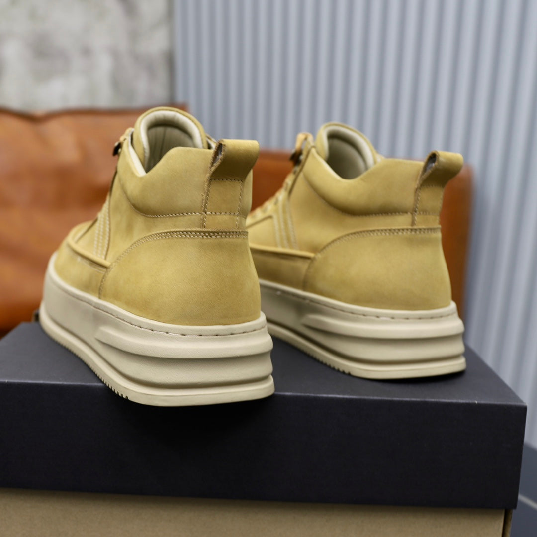 Wheat Lace-Up Ankle Boots with Beige Layered Sole