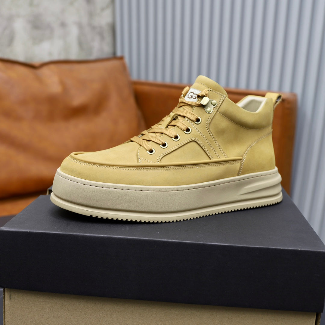 Wheat Lace-Up Ankle Boots with Beige Layered Sole