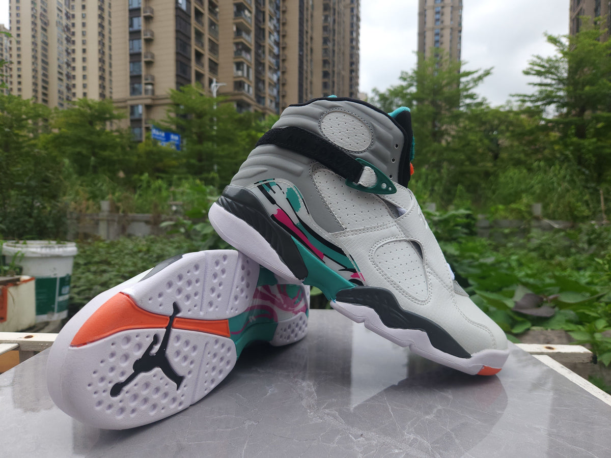 Air Jordan 8 Retro Sneakers – White, Grey & Green