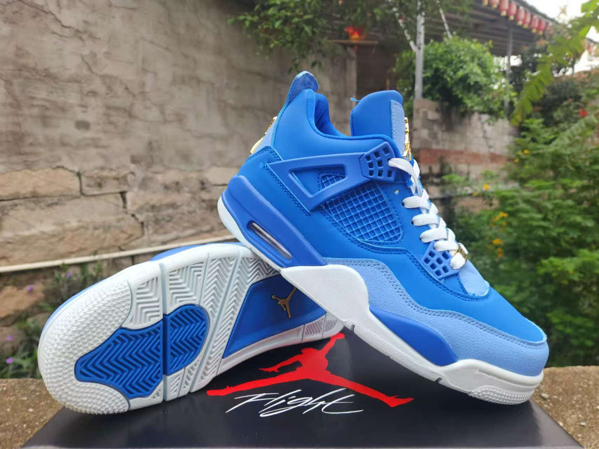 Air Jordan 4 Retro Sneakers – Royal Blue & Gold