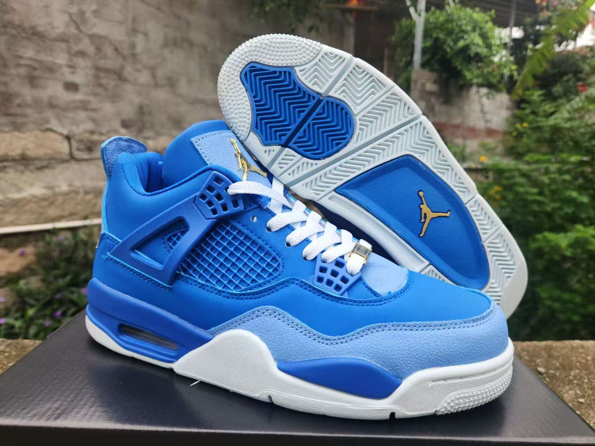Air Jordan 4 Retro Sneakers – Royal Blue & Gold
