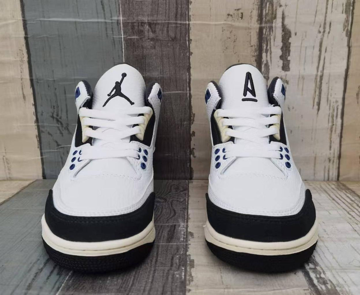 Air Jordan 3 Retro Sneakers – White, Grey & Blue