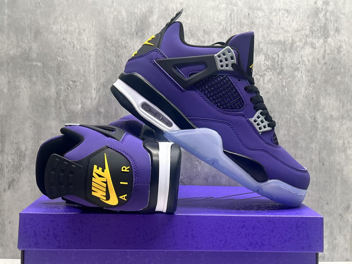 Air Jordan 4 Retro Sneakers – Lakers Purple & Gold