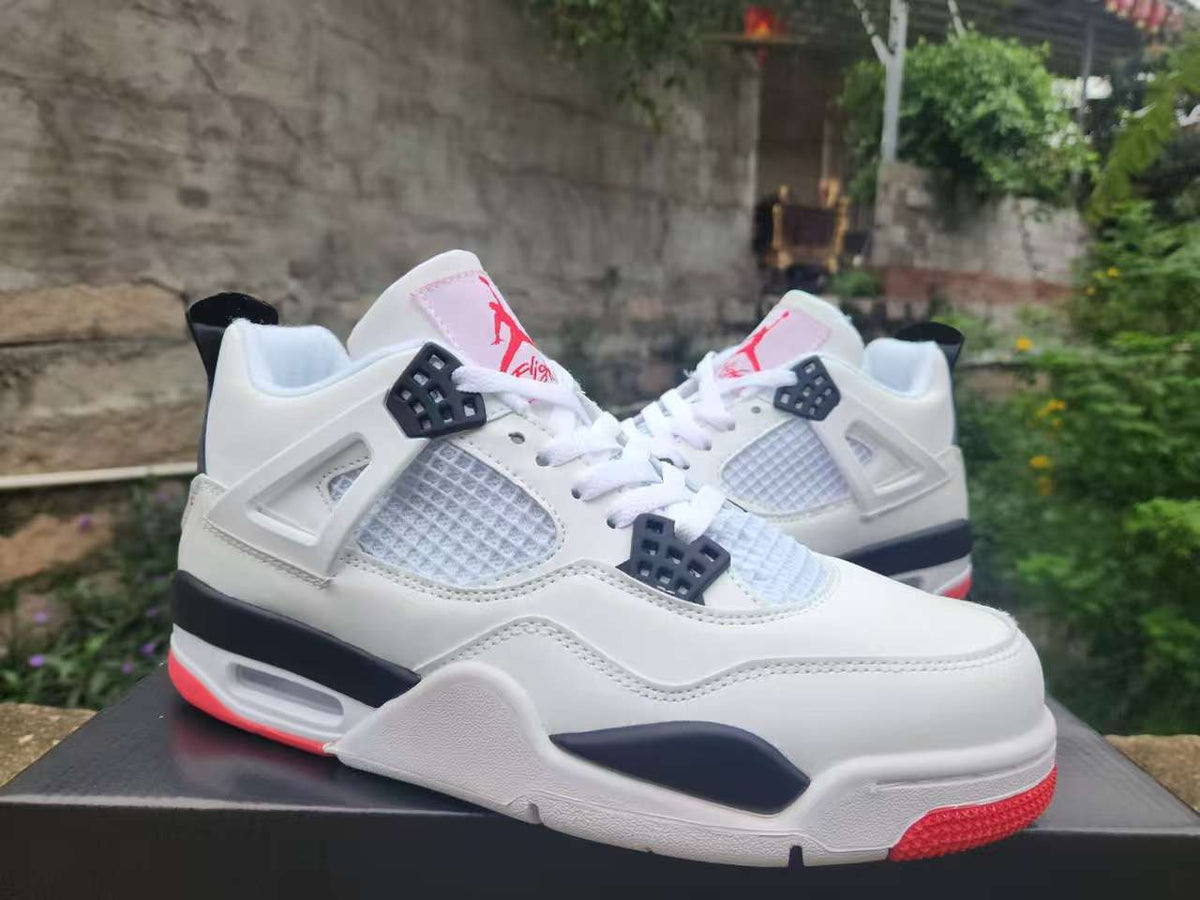 Air Jordan 4 Retro Sneakers – White & Red