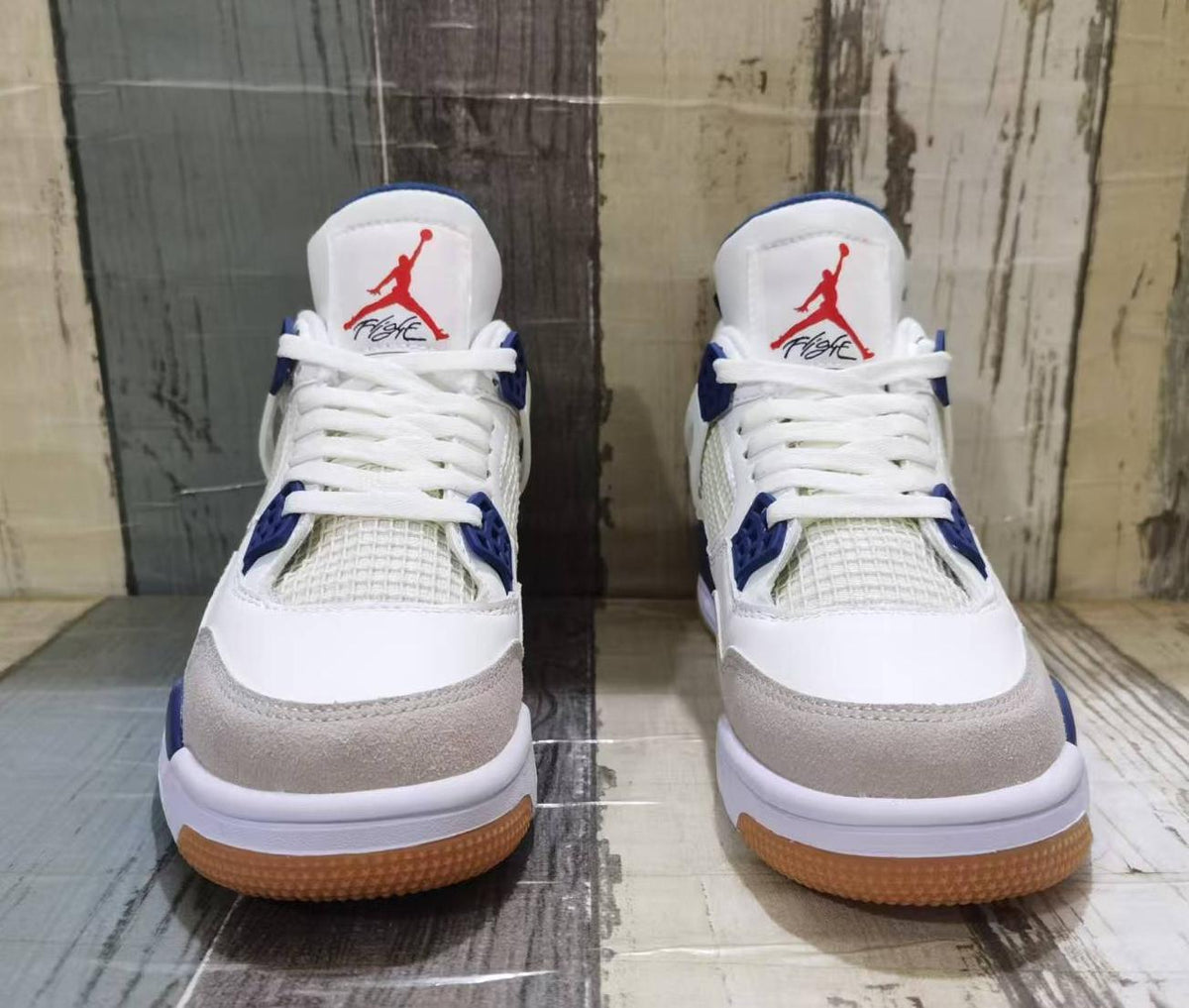 Air Jordan 4 Retro Sneakers – Off-White & Blue