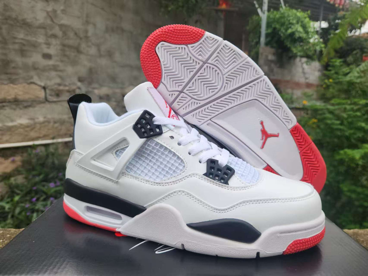 Air Jordan 4 Retro Sneakers – White & Red