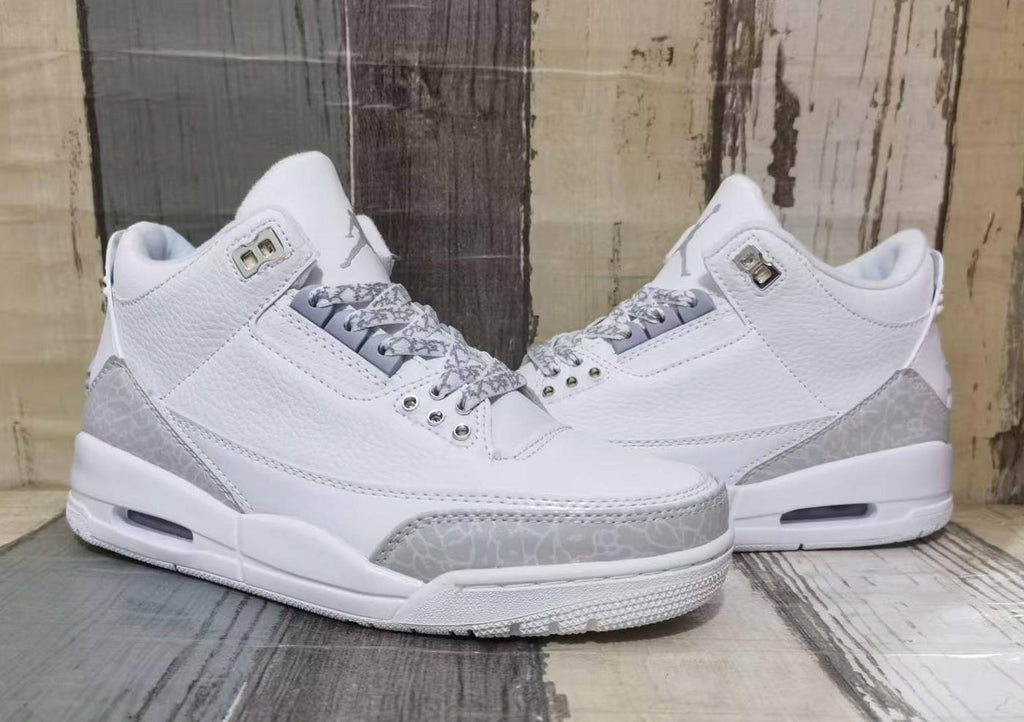 Air Jordan 3 Retro Sneakers – Pure White (Men & Women)