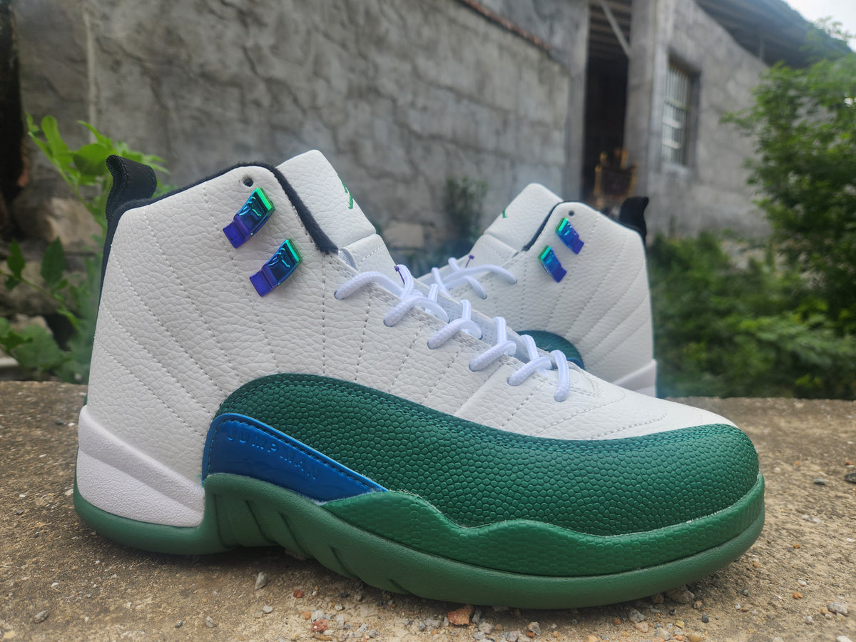 Air Jordan 12 Retro Sneakers – White & Jade